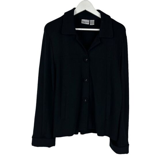 Chico’s Black Button Front Jacket size Medium - Picture 2 of 6